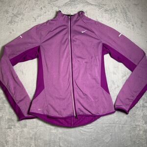 Nike Dri-Fit Full Zip Womens M Magenta Running Activewear Lightweight Colorful